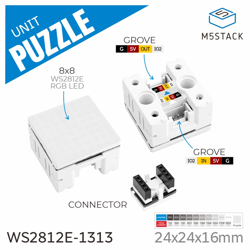 M5Stack Core2 - M5Stack Official Puzzle Unit 8x8 LED