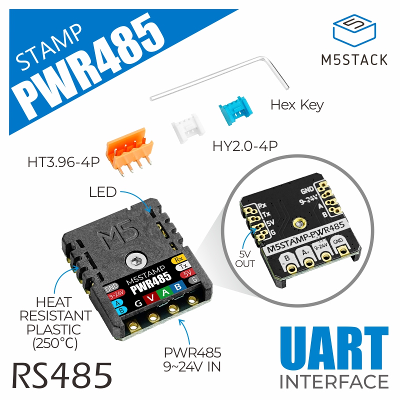 M5Stack - M5Stack Official M5Stamp RS485 Module