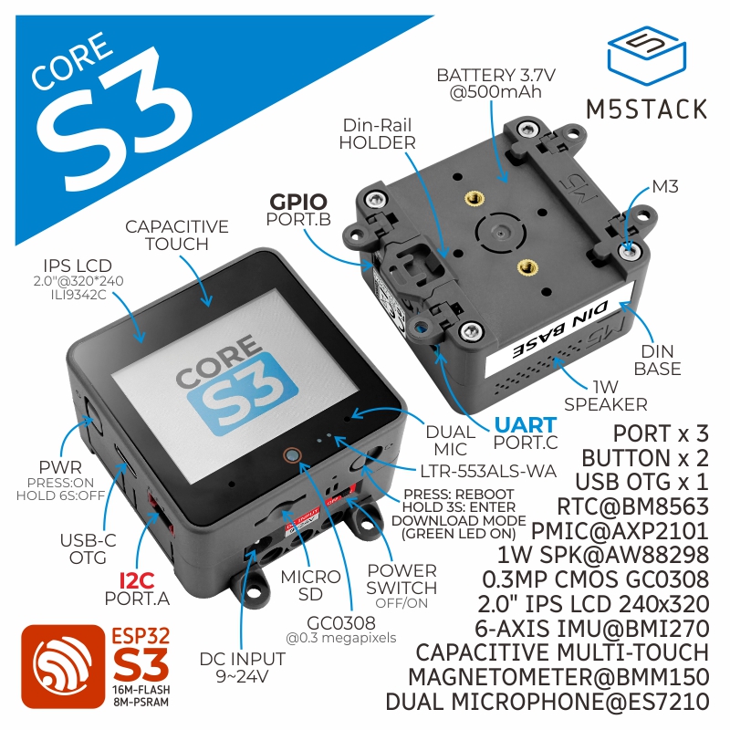 M5Stack Core2 - M5Stack Official ESP32-S3 2.0-Inch Touch IPS