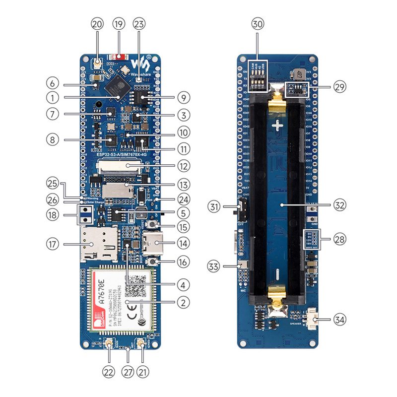 Waveshare ESP32-S3 A7670E 4G d - Lolin S3 ulasan dan harga