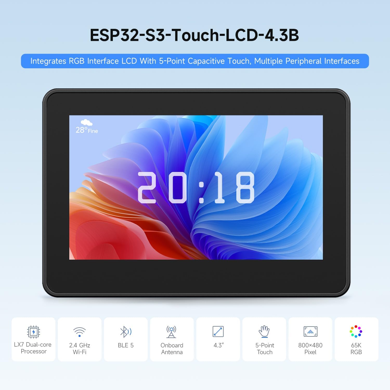 Waveshare ESP32-S3 4.3inch IPS - Lolin S3 ulasan dan harga