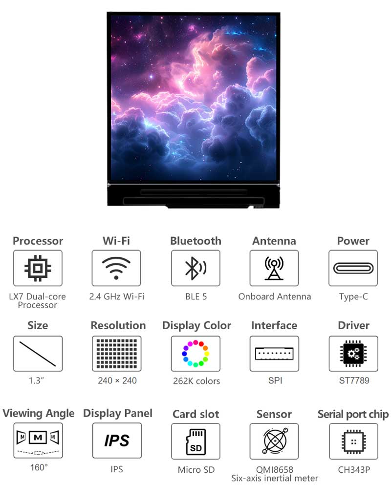 Waveshare ESP32-S3 1.3inch LCD - Lolin S3 ulasan dan harga