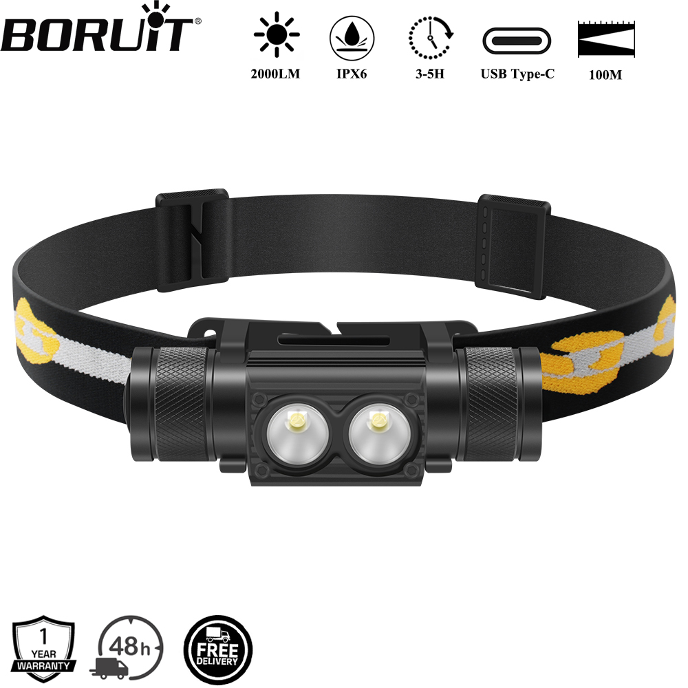 BORUiT D25 Dual LED Headlamp 2 - Lolin D32 ulasan dan harga